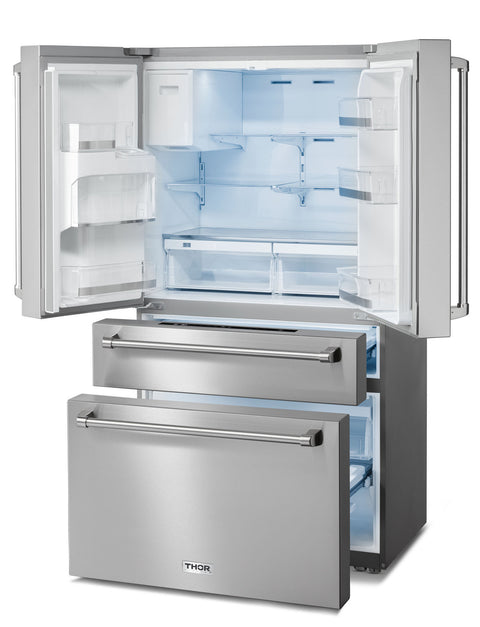 TRF3601FD Thor 36 Inch Professional French Door Refrigerator with Freezer Drawers-Thor Kitchen