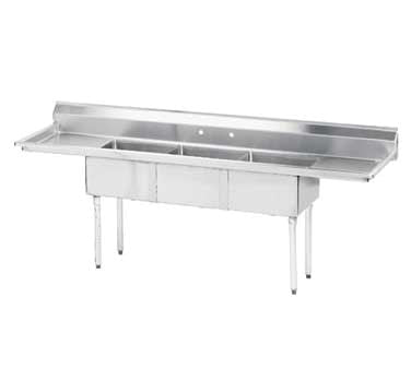 E-S3C151512-15LR-318 Enhanced 15"D x 15"W Sink, 3 Tubs with Right/Left Drainboards-Enhanced Stainless Steel