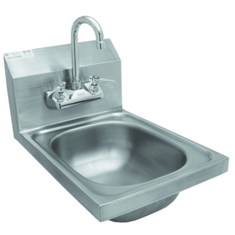 GSW USA HS-1217W 12" Stainless Steel Wall Mount Hand Sink with Lead-Free Faucet and Strainer