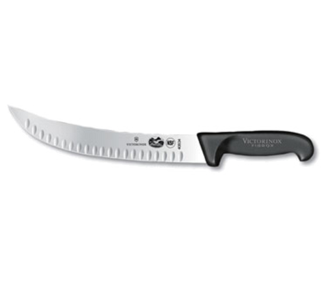 5.7323.25-X1  Victorinox 10" Curved Granton Edge Cimeter Knife w/ Black Fibrox Handle