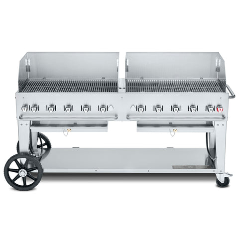 CV-MCB-72-SI50/100-WGP Crown Verity 72" Mobile Outdoor Charbroiler Includes Wind Guards, LP