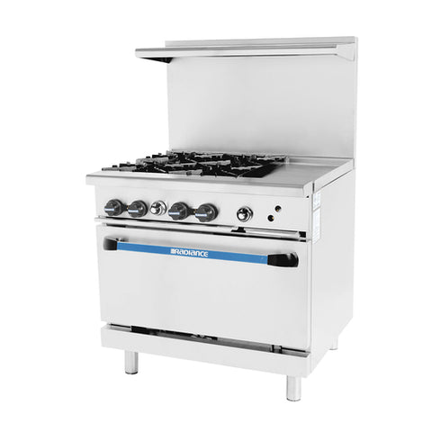 TARG-4B12G Turbo Air 36" 4-Burner Gas Range & Griddle Top w/ (1) Oven-Turbo Air