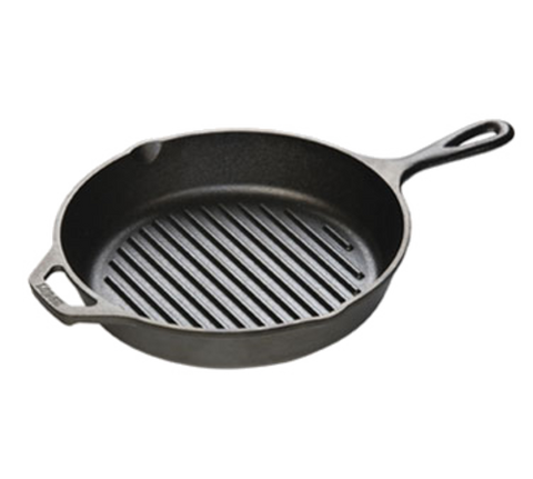 Lodge L8GP3 10-1/4" Round Pre-Seasoned Cast Iron Grill Pan