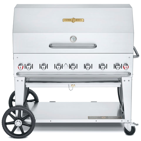 CV-MCB-48RDP-NG Crown Verity 48" Mobile Outdoor Charbroiler Includes Roll Dome, Bun Rack, NG