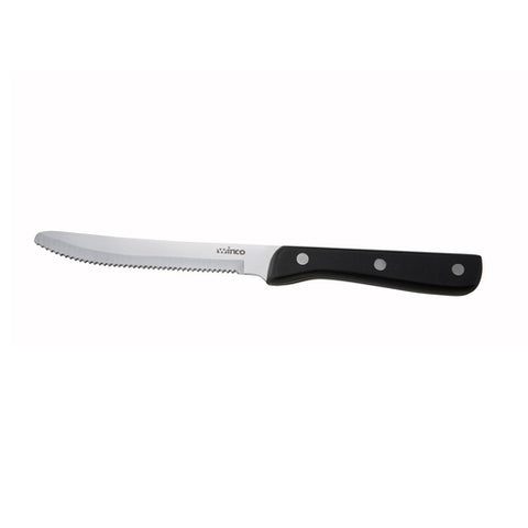 K-80P Winco 5" Riveted Round Tip Steak Knife w/ POM Handle