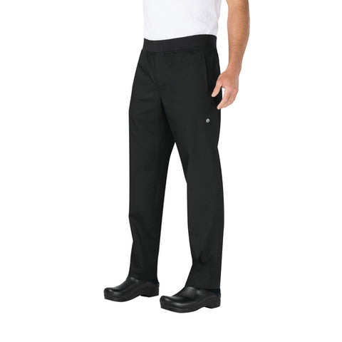 PBN01BLKL Chef Works Men's Elastic Waistband With Drawstring Lightweight Slim Pants