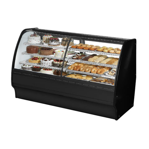 True Manufacturing TGM-DZ-77-SC/SC-B-W 77" Dual-Zone Curved Glass Refrigerated Display Merchandiser