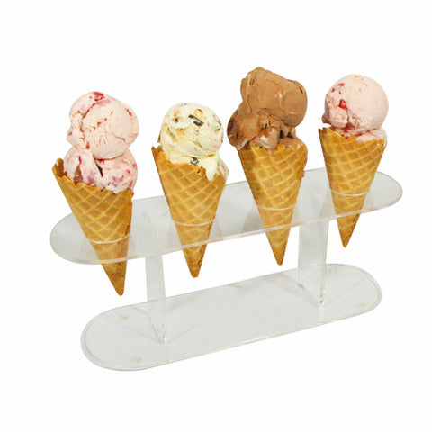 ACN-4 Winco 12" x 4" Acrylic 4-Hole Ice Cream Cone Stand