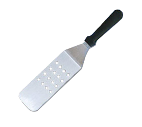 American Metalcraft PS14P 3" x 8" Offset Rounded Perforated Stainless Steel Turner with Plastic Handle