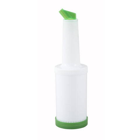 Winco PPB-1G 1 Qt. Liquor and Juice Pour Bottle with Green Spout and Lid