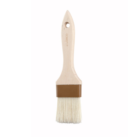 Winco WFB-20 2" Flat Pastry and Basting Brush with Boar Hair Bristles and Wooden Handle