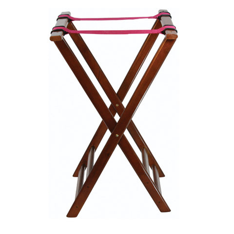 Winco TR-33W 32" Folding Tray Stand - Rubberwood, Walnut Finish