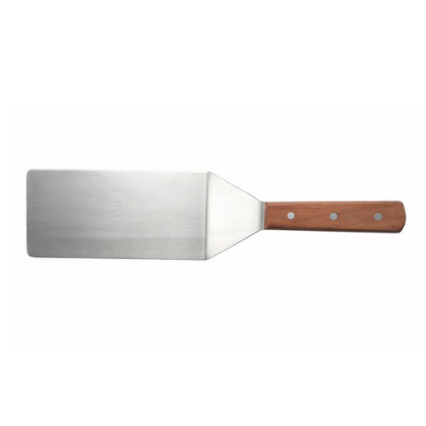 Winco TN48 Offset Turner with Wooden Handle and 8" x 4" Stainless Steel Blade