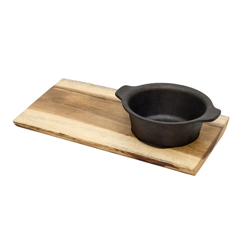 Browne USA Foodservice 571267 Reversible Acacia Wood Serving Board with Round Well Insert