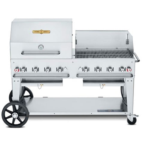 CV-MCB-60RWP-NG Crown Verity 60" Mobile Outdoor Charbroiler Includes Roll Dome, Wind Guard, NG