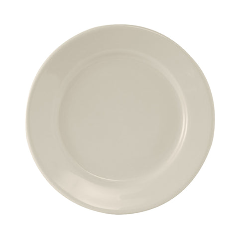 Tuxton China TRE-022 8-3/8" Round Wide Rim Ceramic Plate, American White/Eggshell