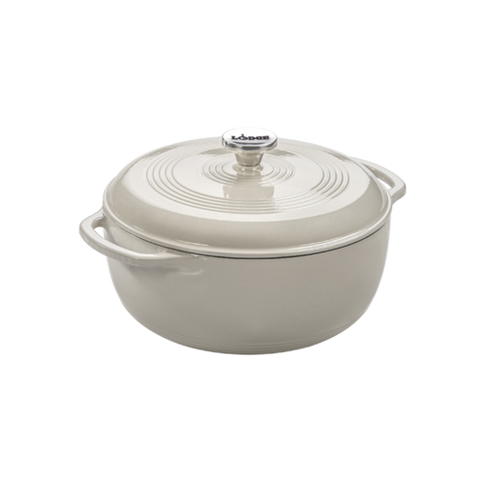 Lodge Manufacturing EC6D13 6 Qt. Oyster White Enameled Cast Iron Dutch Oven