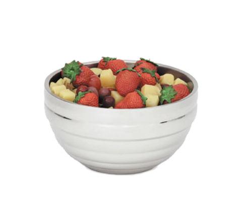 Vollrath 46591 3.4 Qt. Round Double-Wall Insulated Stainless Steel Serving Bowl with Beehive Pattern