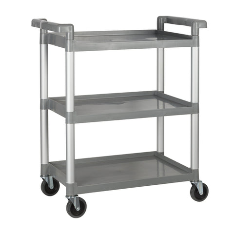 Winco UC-2415G 3-Tier Gray Plastic Utility Cart with Brakes, 330 lb Capacity