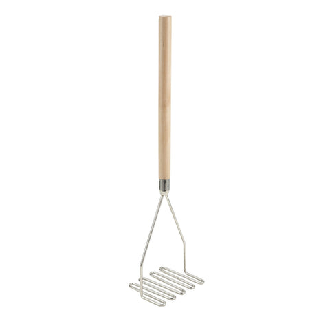 Winco PTM-24S Square Potato Masher with 24" Wood Handle, Nickel Plated