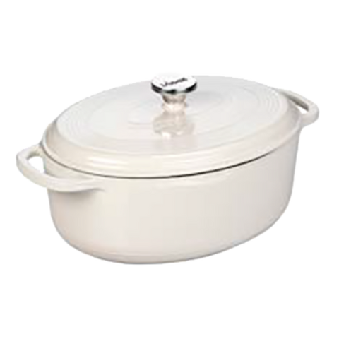 Lodge Manufacturing EC7OD13 7 Quart Essential Enamel Oval Dutch Oven, Oyster White