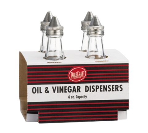 C600-4 Tablecraft 6 Oz. Glass Oil & Vinegar Dispensers w/ Stainless Tops-Tablecraft Products