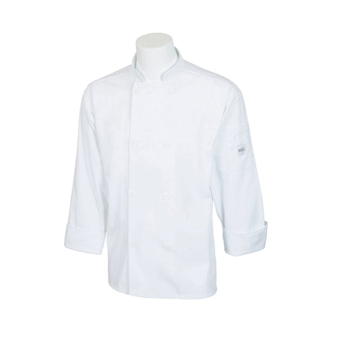 Mercer Culinary M60010WHS Millennia Unisex White Long Sleeve Cook Jacket - Small
