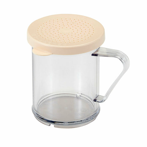 Cambro 96SKRD135 Camwear 10 oz. Polycarbonate Shaker with Beige Lid for Salt and Ground Pepper