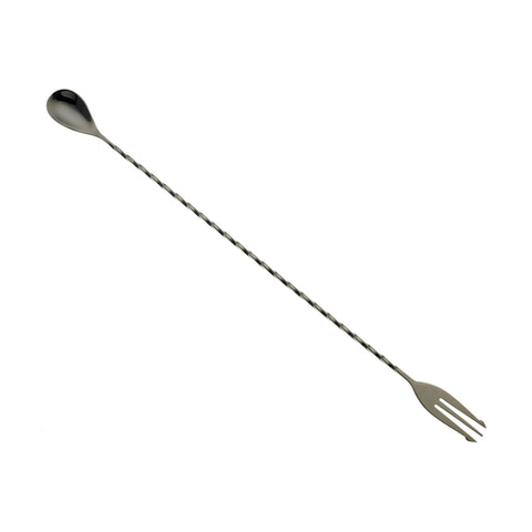 Mercer Culinary M37016BK Barfly Bar Spoon 15-3/4" 3-Tine Fork End Twisted Stem Gun Metal Black