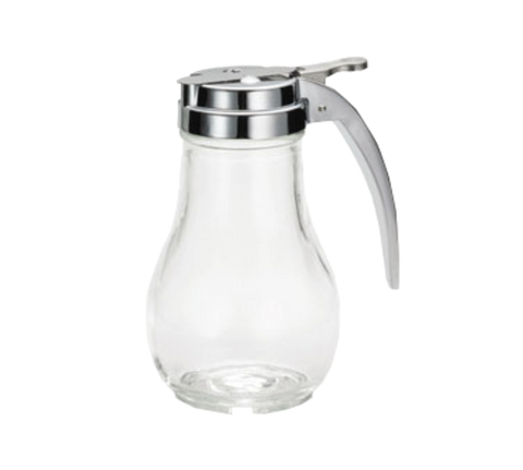 Tablecraft 414 - 14 oz Teardrop Glass Syrup Dispenser with Chrome Plated Metal Top