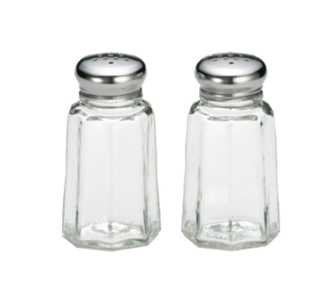 Tablecraft Products 150S&P-2 1 oz Paneled Glass Salt and Pepper Shaker Set with Stainless Steel Top