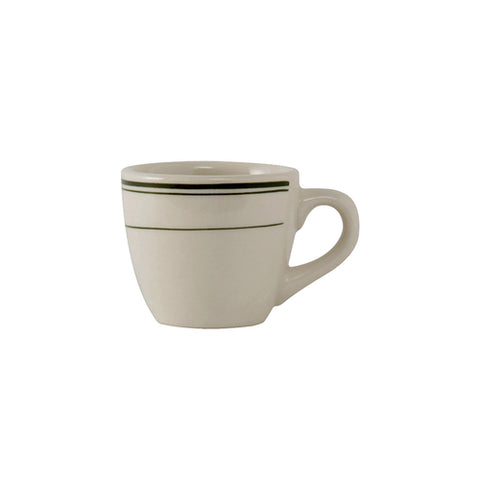 Tuxton China TGB-035 Green Bay 3.5 oz. Eggshell Demitasse Espresso Cup with Green Bands
