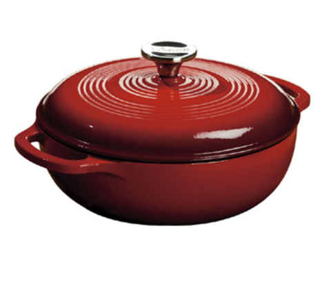 Lodge EC3D43 3 Qt. Island Spice Red Enameled Cast Iron Dutch Oven