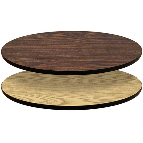 Oak Street Manufacturing OW30R 30" Round Reversible Melamine Table Top, Oak/Walnut