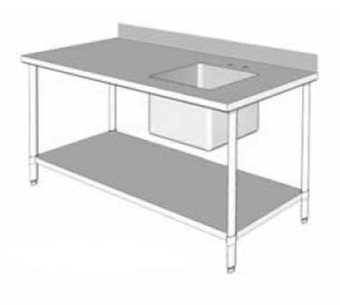 GSW USA WT-PS3060R 60" Work Table with Right-Side Prep Sink, 16 Gauge Stainless Steel