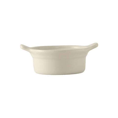 Tuxton China BES-1004 10 oz. Eggshell Ceramic Casserole Dish with Lug Handles