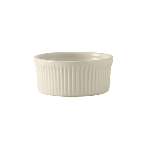 Tuxton China BEX-1002 10 oz Round Fluted Souffle Dish / Ramekin - American White/Eggshell