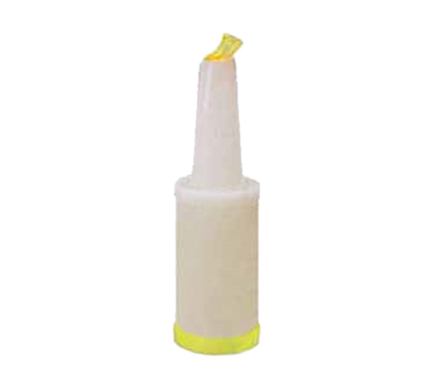 Tablecraft 8032Y PourMaster Complete 1 Qt. Yellow Pour Bottle with Snap-Tight Spout and Cap