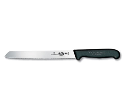 5.2533.21-X8  Victorinox 8" Slant Tip Wavy Edge Bread Knife w/ Black Fibrox Handle