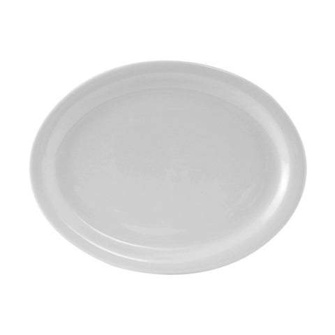 CLH-132 Tuxton Colorado 13-1/8" x 10-1/8" White Narrow Rim Oval China Platter