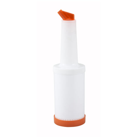 Winco PPB-1O 1 Qt. Liquor and Juice Pour Bottle with Orange Spout and Lid