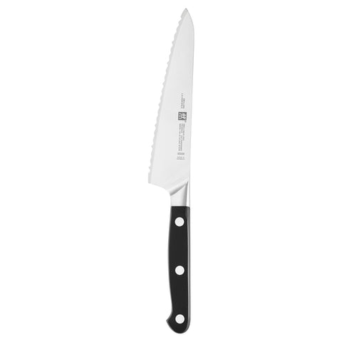 ZWILLING J.A. HENCKELS 1002858 Pro 5.5" Serrated Prep Knife with Black Polymer Handle