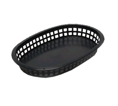 1076BK Tablecraft 0 5/8" x 7" x 1 1/2" Black Oval Chicago Platter Basket-Tablecraft Products