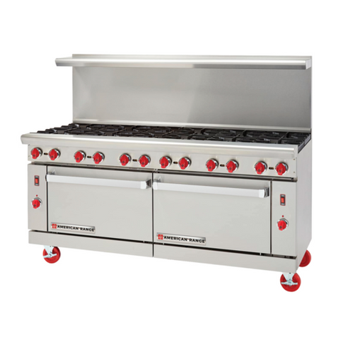 American Range ARGF-12 72 in 12-Burner Green Flame Commercial Gas Range with 2 Ovens