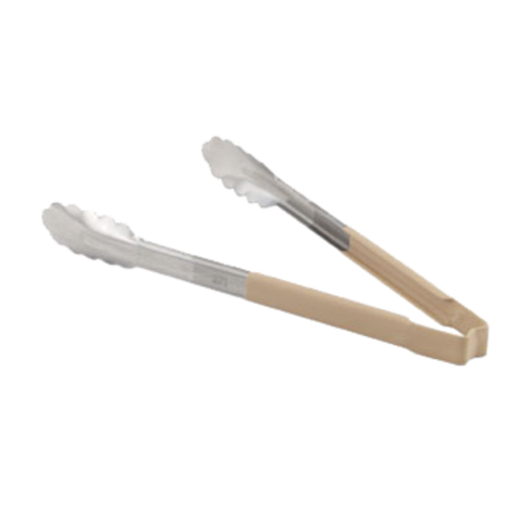 4780960 Vollrath 9-1/2" Stainless Steel Scalloped Tong w/ Tan Coated Kool Touch Handle-VOLLRATH COMPANY