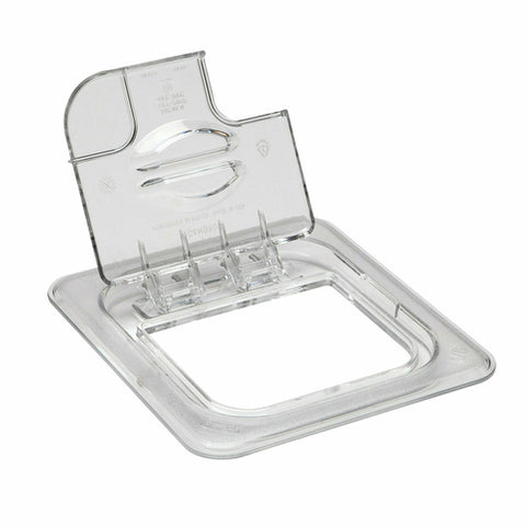 Cambro 60CWLN135 Camwear 1/6 Size Clear Polycarbonate FlipLid with Spoon Notch