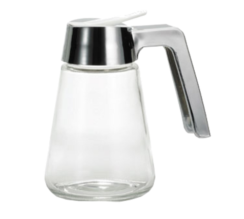 1271 Tablecraft 12 Oz. Modern Glass Tapered Syrup Dispenser w/ Chrome Plated ABS Top-Tablecraft Products