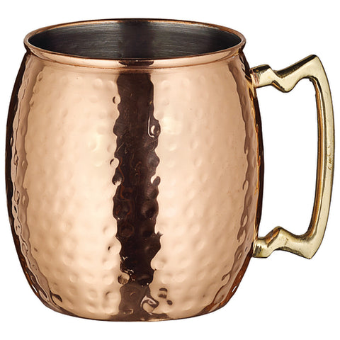 Winco CMM-20H 20 oz Hammered Copper-Plated Moscow Mule Mug with Brass Handle