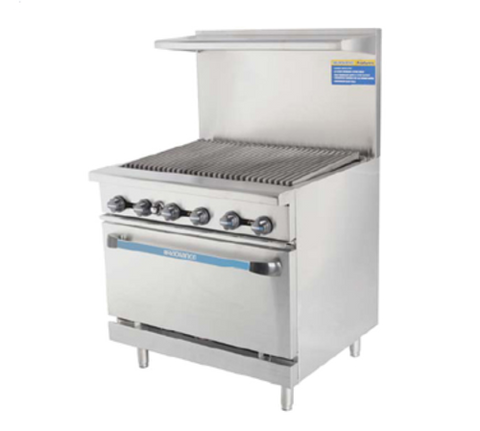 TAR-36RB-LP Turbo Air 36" LP Gas Range Charbroiler Top w/ (1) Oven-Turbo Air