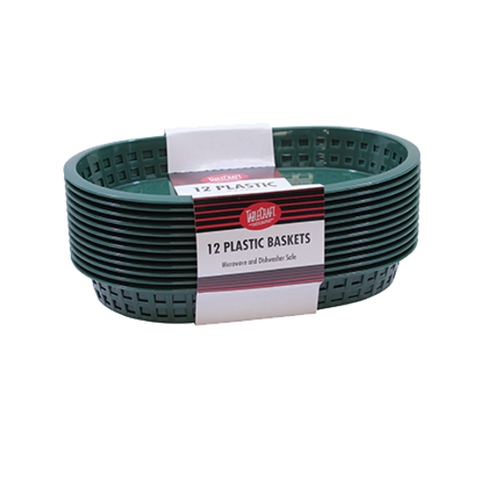 TableCraft Products C1076FG Oval Plastic Fast Food Basket, Forest Green